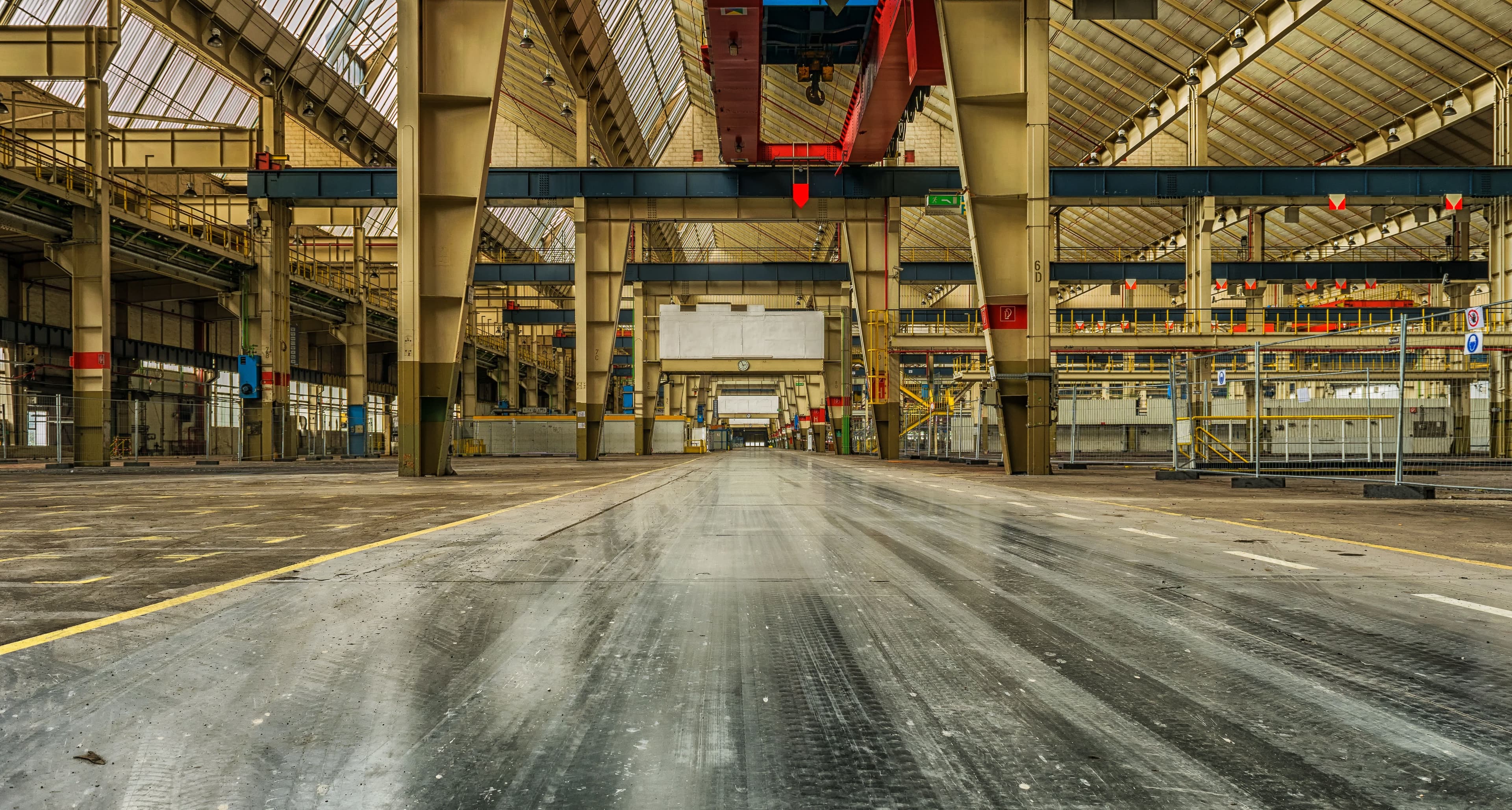 Warehouse interior with polished concrete floor
